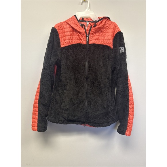 Victoria's Secret Jackets & Blazers - Victoria Secret VSX Jacket Pink/Coral & Black Fleece Hooded READ